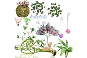 Mechpia Reptile Plants, 11 Pieces Terrarium Hanging Plant Vines Bearded Dragon Tank Accessories Toys for Bearded Dragon Lizard Snake Leopard Gecko Chameleon Frog
