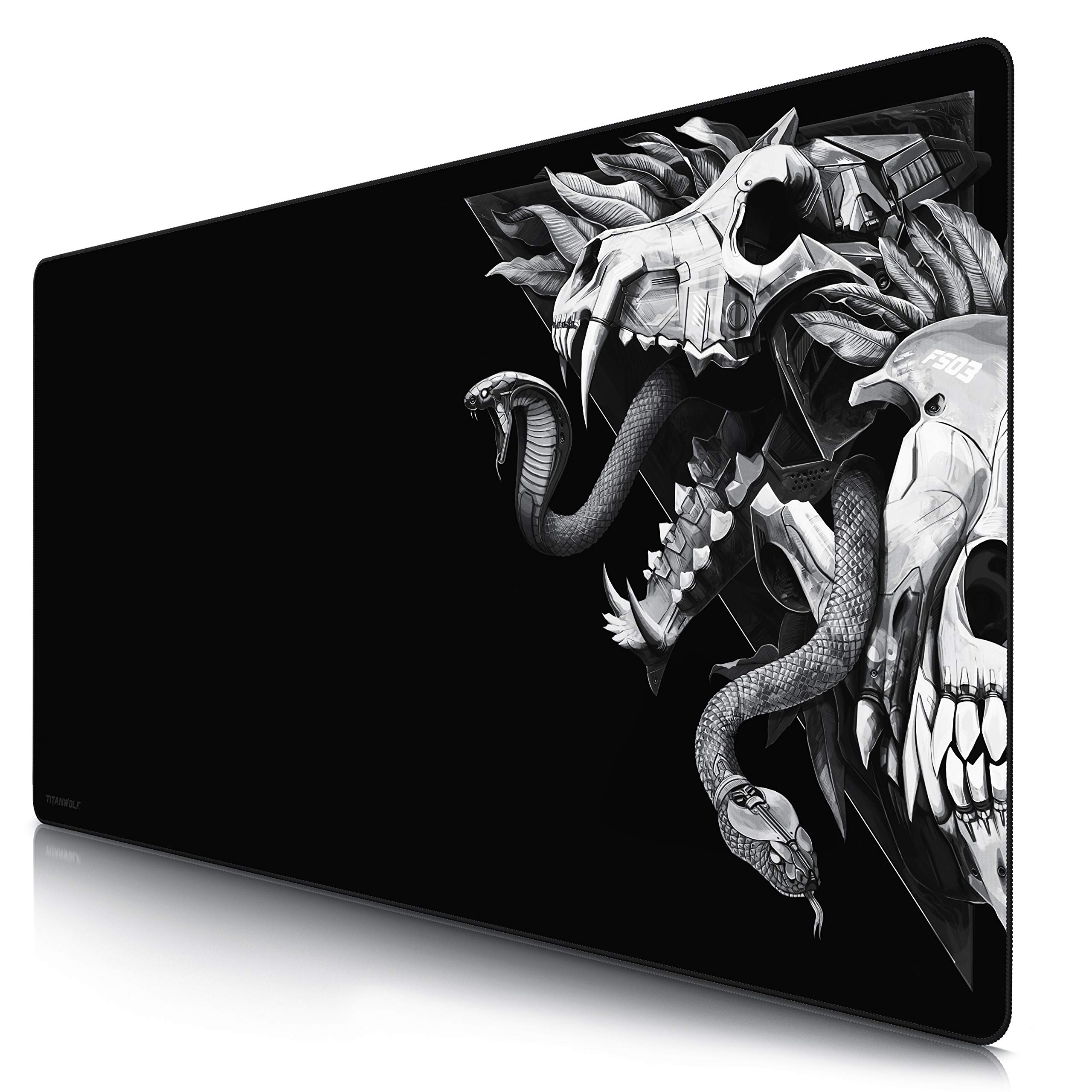 TITANWOLF - Extra Large Gaming Mouse Mat 1200x600mm Oversize - XXL Mouse Pad with motif - Desk Pad XXXL Extended – For Precision and Speed - Non-Slip Rubber Base – For Mouse and Keyboard - Skull