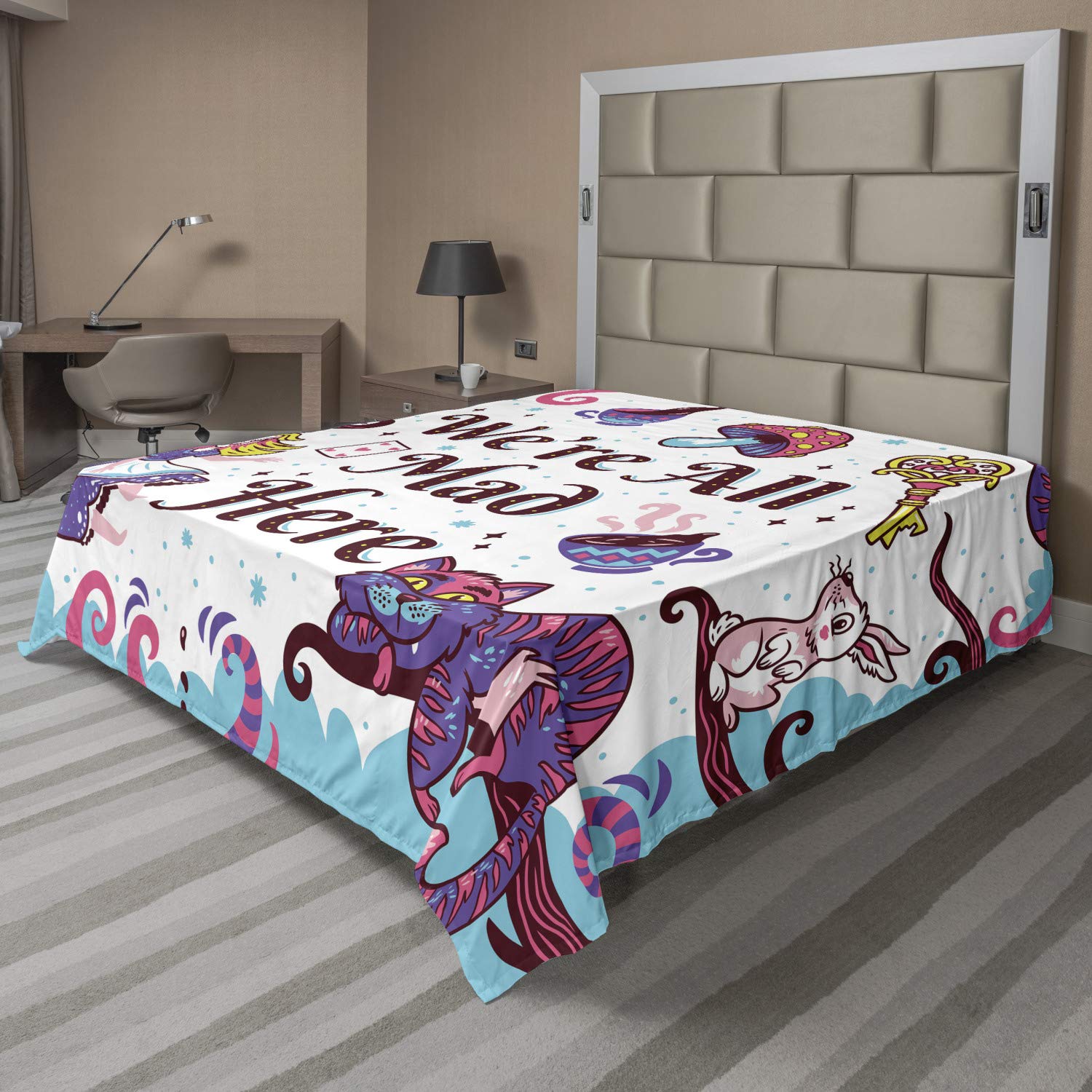Ambesonne Alice in Wonderland Flat Sheet, We are