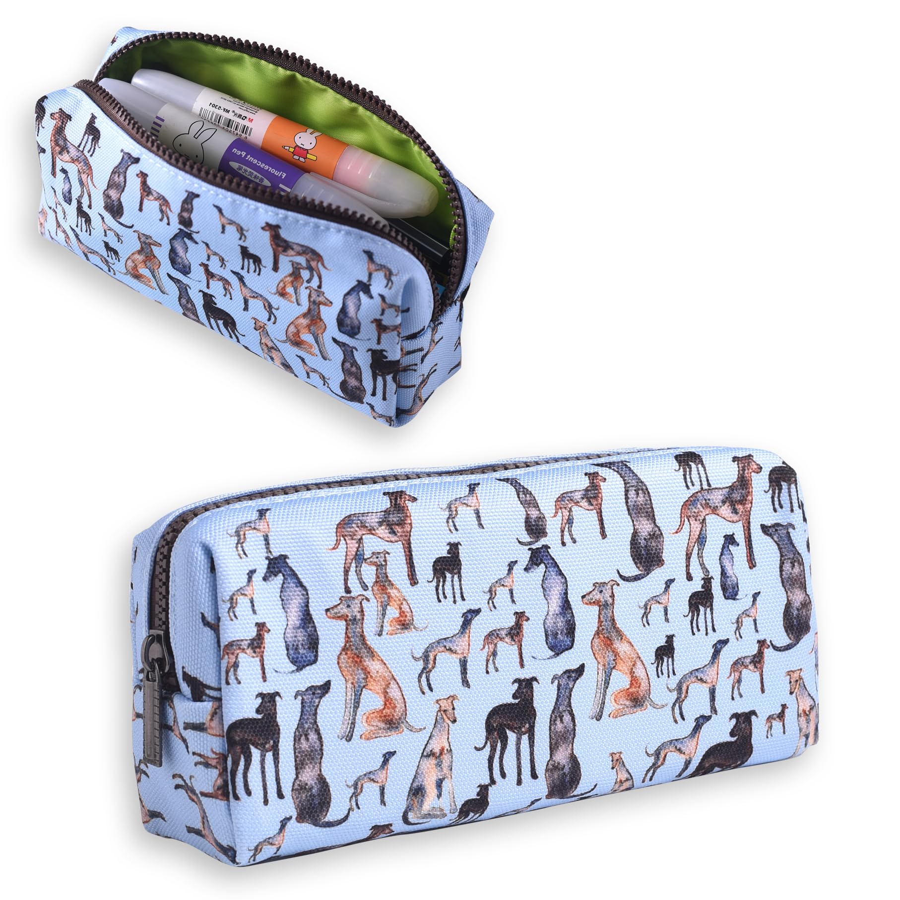 LParkin Sausage Dog Pencil Case with Zipper - Animal Pencil Pouch for Girls, Office Stationery Organizer Cosmetic Bag Coin Pouch (Blue)