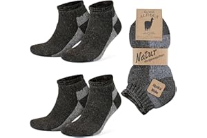GoWith 2 Pairs Alpaca Wool Low-Cut Ankle Socks for Men Women, Cushioned Terry Warm Thermal Thick Merino Blend Camping Socks
