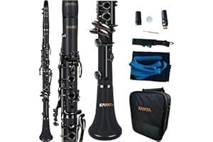 KAYATA B Flat Clarinet - Student Black Nickel Plated With Reed, Cleaning Kit, and Canvas Case