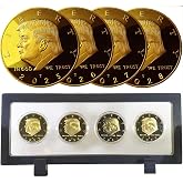 Donald Trump 2nd Term 4 Coin Set Gold Plated Replica Rectangle Display Case