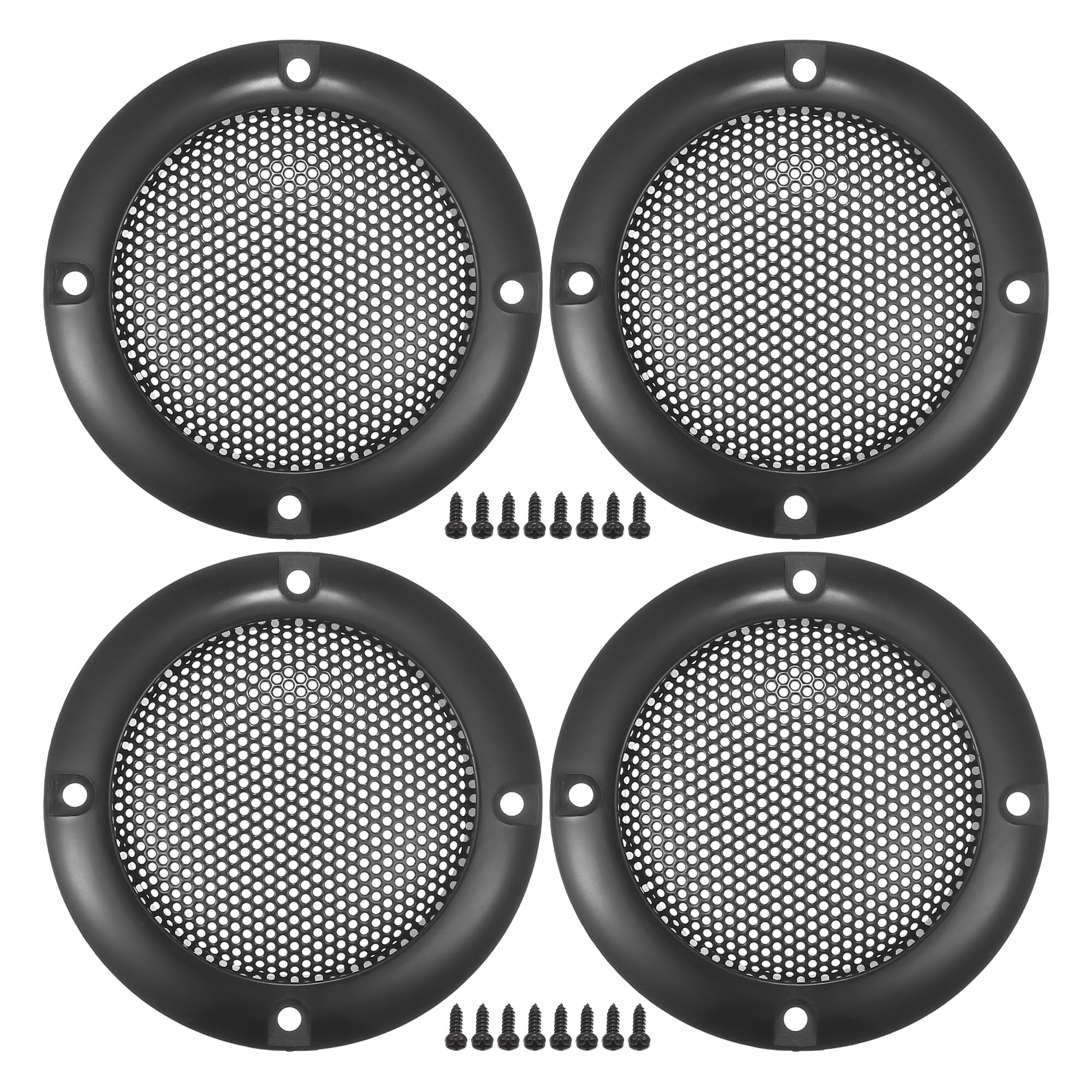 X AUTOHAUX 2" Car Speaker Grills Cover Mesh W/Screws Bright Black - 4 Pcs