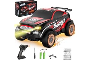 ETERFUN Remote Control Car with Headlight and Light-up Shell for Kids,15 KM/H High Speed 4WD RC Car with 2 Rechargeable Batteries, 2.4Ghz Remote Control Truck Toys for Boy and Girl Birthday Gift (Red)
