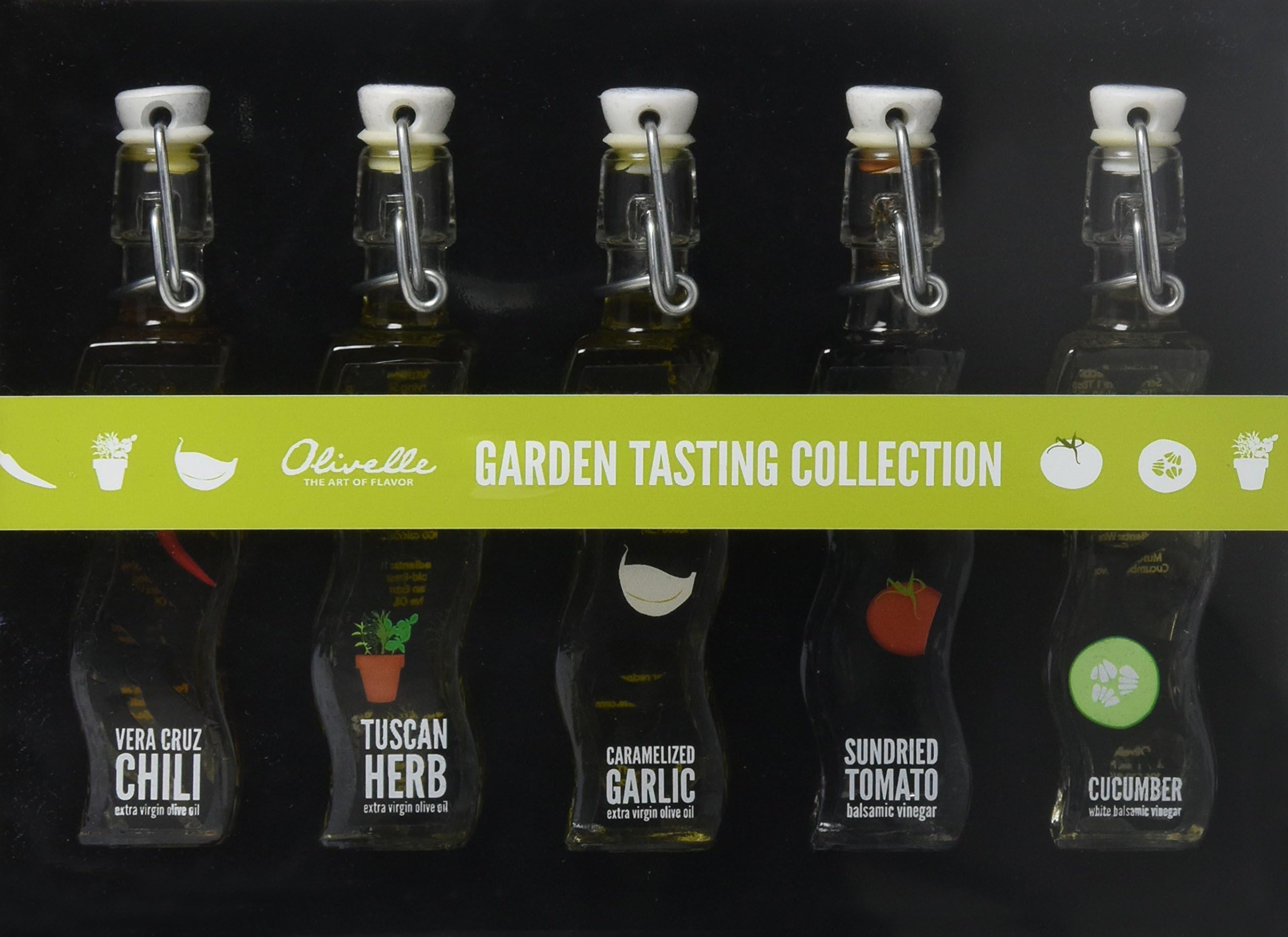 Olivelle Garden Tasting Collection Gift Set of Extra Virgin Olive Oil and Balsamic Vinegar in Beautiful 40ml Italian glass