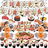 Sushi Party Decorations Japanese Birthday Party Decorations Includes Sushi Happy Birthday Banner Cake Topper Cupcake Toppers Balloons for Sushi Themed Party