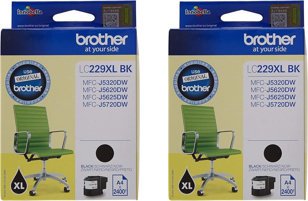 Brother LC-229XLBK Black Ink Cartridge Twin Pack Super High Yield 2 Pack