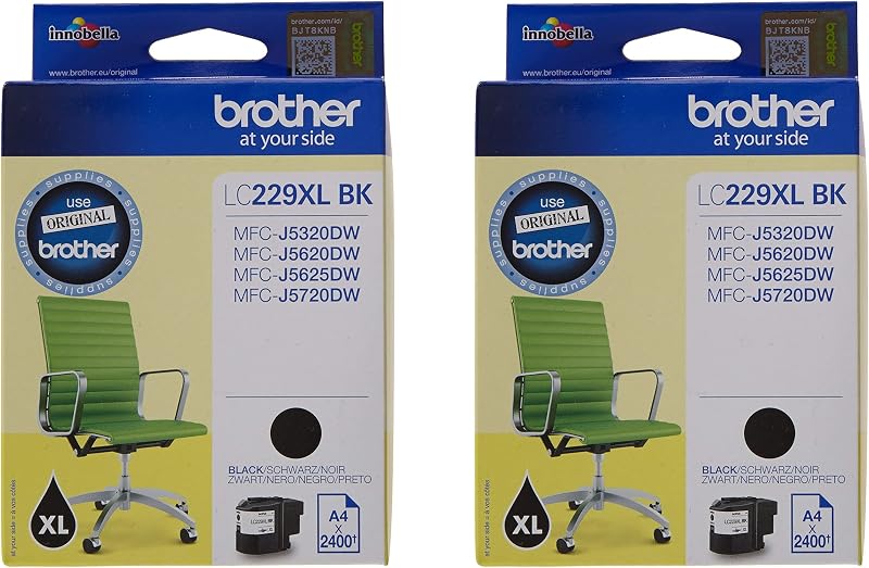 Brother LC-229XLBK Black Ink Cartridge Twin Pack Super High Yield 2 Pack