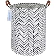 LANGYASHAN Collapsible Canvas Storage Bin - Round Thick Animal Pattern Laundry Hamper & Toy Basket