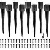 LADECH 4x4 Fence Post Anchor Ground Spike 36” Length Metal Black Powder Coated – Mailbox Post Anchors – Fit 3.5x3.5 Lumber (8, Black)