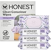 The Honest Company Calm and Cleanse Naturally Scented Wipes, Cleansing, Multi-Tasking, 99% Water Plant Based, Hypoallergenic, Lavender, 240 Count