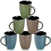 Ceramic Mugs 12oz,Set of 6,Large Ceramic Coffee Mugs for Men, Women, Dad, Mom, Coffee cups,Modern Coffee Mugs With Handle For Tea,Latte,Cappuccino,Cocoa. (6 Pack)