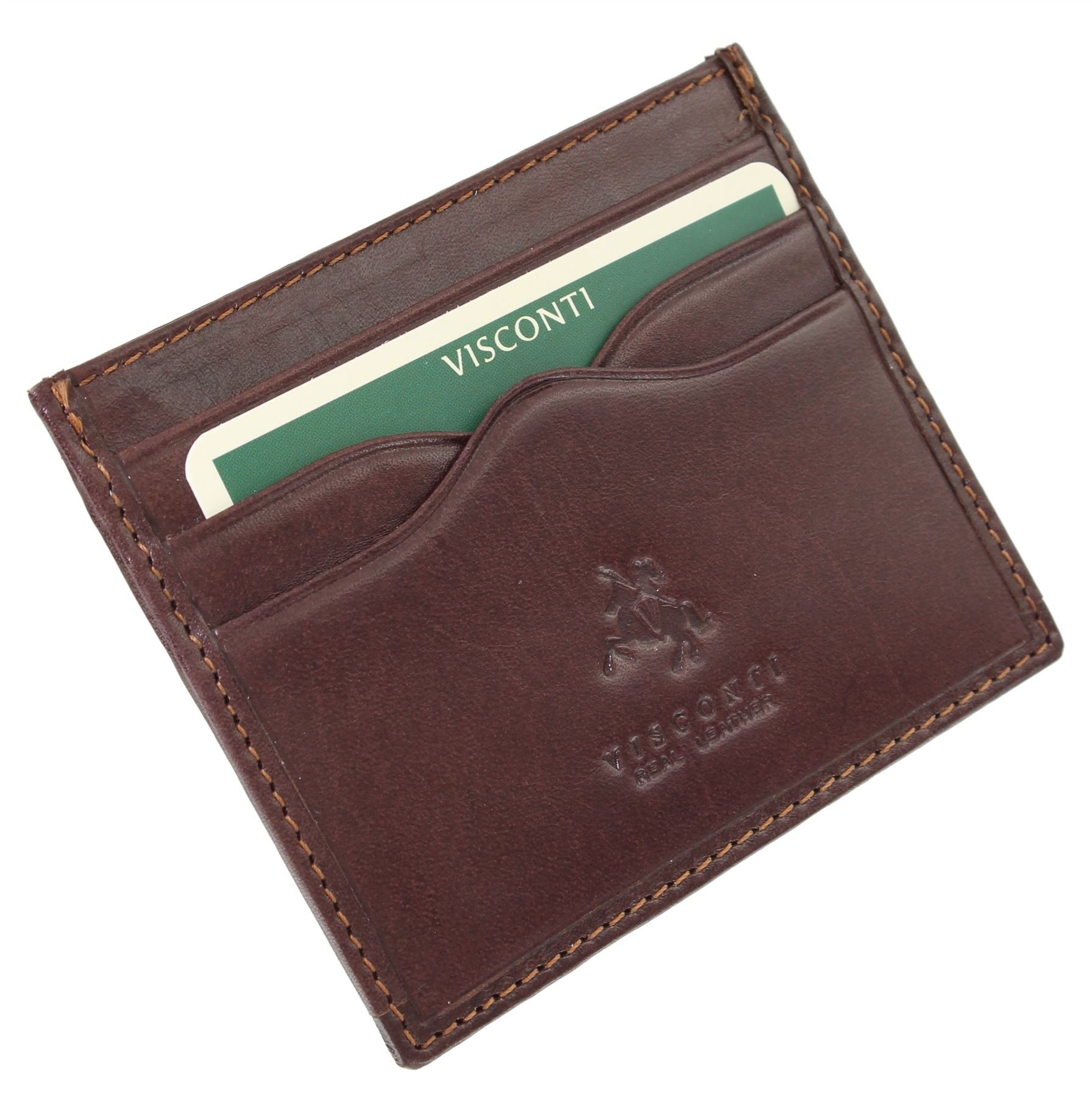 VISCONTI Monza Collection Slim Leather Pompeii Credit Card Holder MZ1 Brown