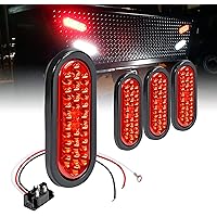 thumbnail image 2 of 4-Pack 6 Inch Red Oval LED Trailer Tail Lights - Stop/Turn/Tail Lights With 3-Pin Connectors IP67 Waterproof 2 of 9