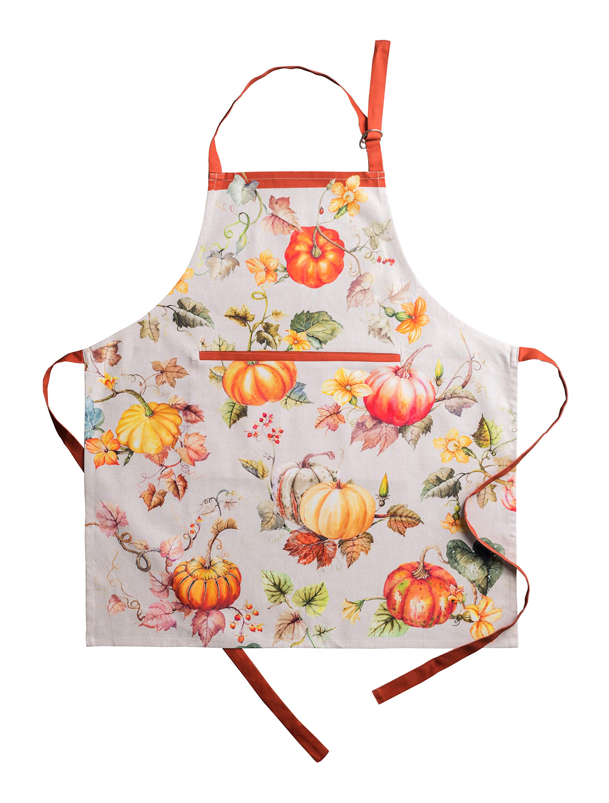 Maison d' Hermine 100% Cotton Apron for women with Pocket Kitchen Chef Autumn Apron for Men Cooking Gardening Server Waitress Maid - (Potiron, 85 cm x 70 cm)