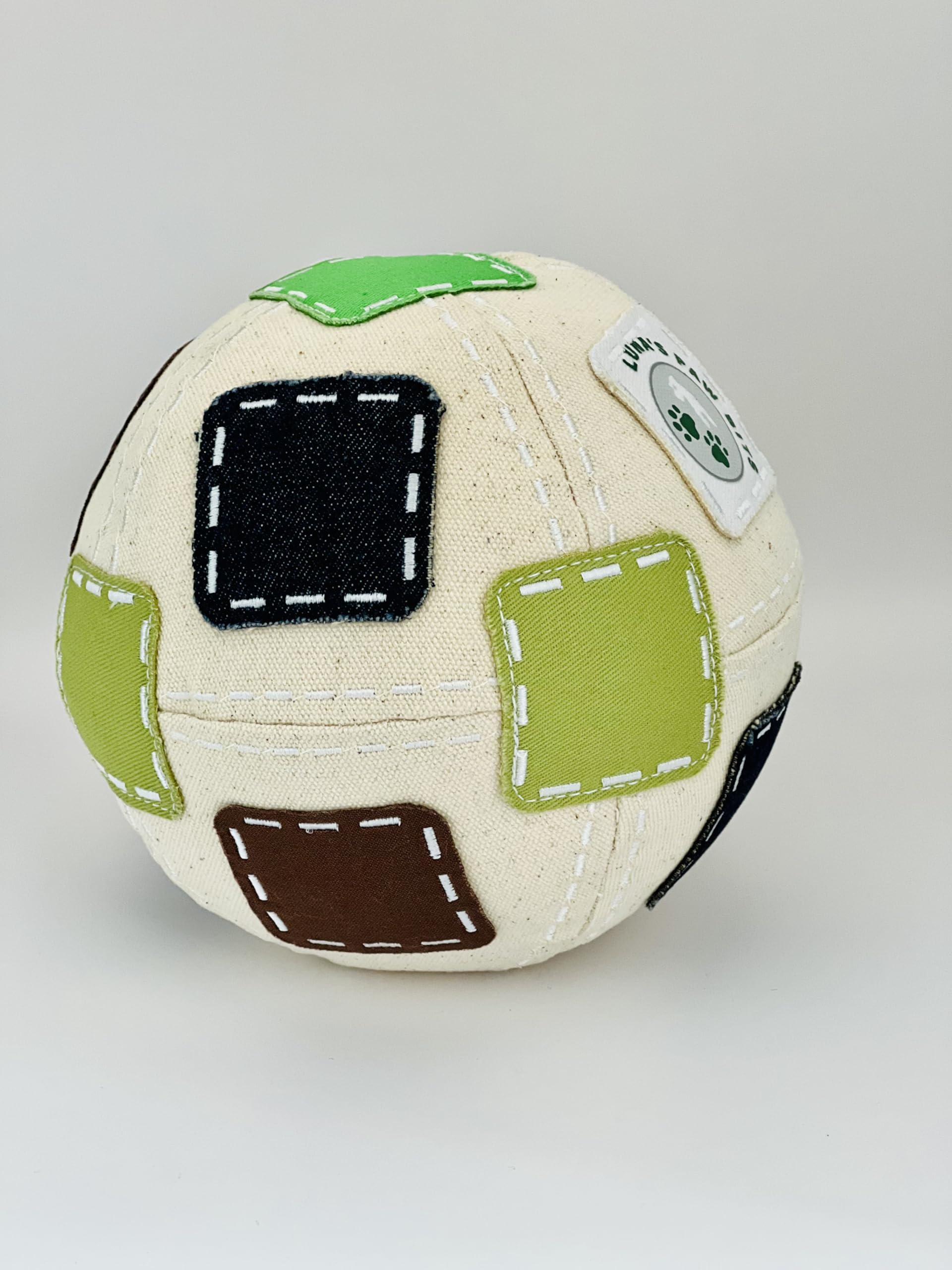 LUNA'S PAW BITS Patchy Boll: Soft ball for dogs, stuffed plush balls for pets, indoor football for kids, football for dogs, indoor soft ball, balls for pets, stuffy ball, fetch ball.