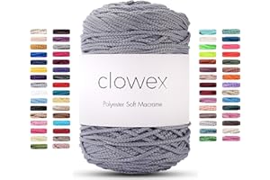 Clowex Polyester Soft Macrame Cord 2.5-3mm, 191 Yards x 1/9 inc Turkish Polyester Rope, Braided Macrame Yarn for DIY Crafts, Plant Hanger, Wall Hanging, Macrame Bag