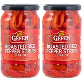 Gefen Roasted Red Pepper Strips, 16 oz (2 Pack) | Roasted Peppers in Brine | Kosher (including Passover)