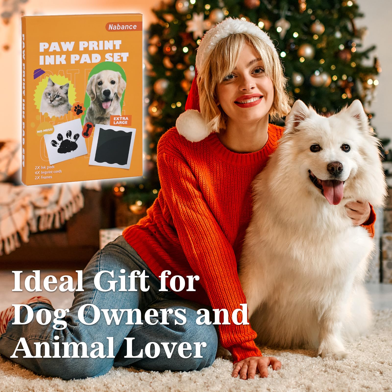 Nabance Paw Print Kit, Dog Nose Print Kit, 8 Pcs Baby Hand and Footprint Kit with Cute Pattern Photo Frames, No Mess Paw Print Stamp Pad for Dogs & Cats, Clean Touch Ink Pads, Family Keepsake