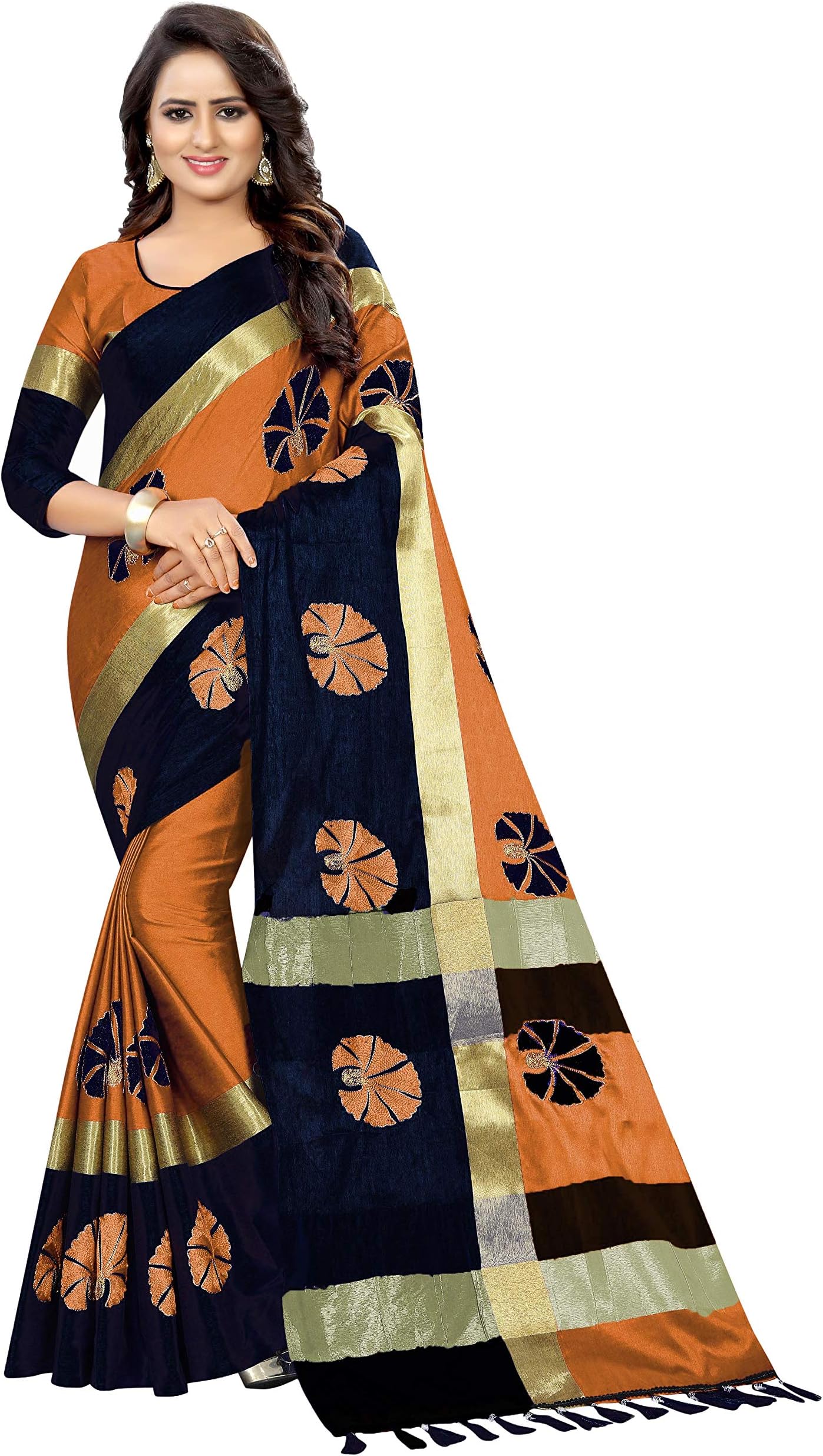 Shreeji Designer Cotton Silk Ari Embroidery Work Fancy Saree With Blouse Piece SD-2255