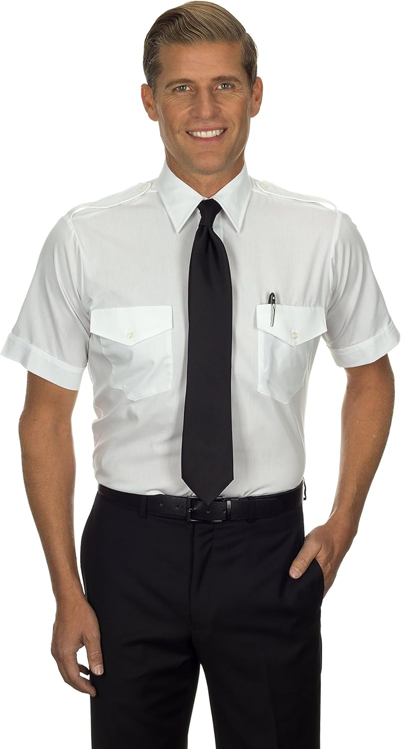 Van Heusen Mens Dress Shirts Short Sleeve Aviator Shirt Solid Spread Collar at  Men’s Clothing store
