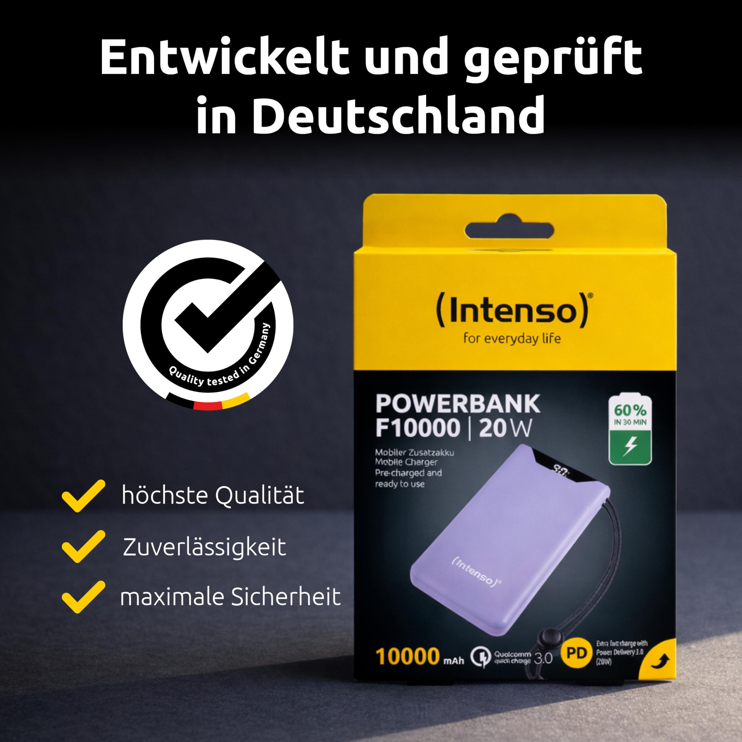 Intenso Powerbank F10000, externer Akku mit PD (20W) & QC (18W), USB-C und USB-A Anschluss, 10000mAh, Lila : Amazon.de: Elektronik & Foto 8