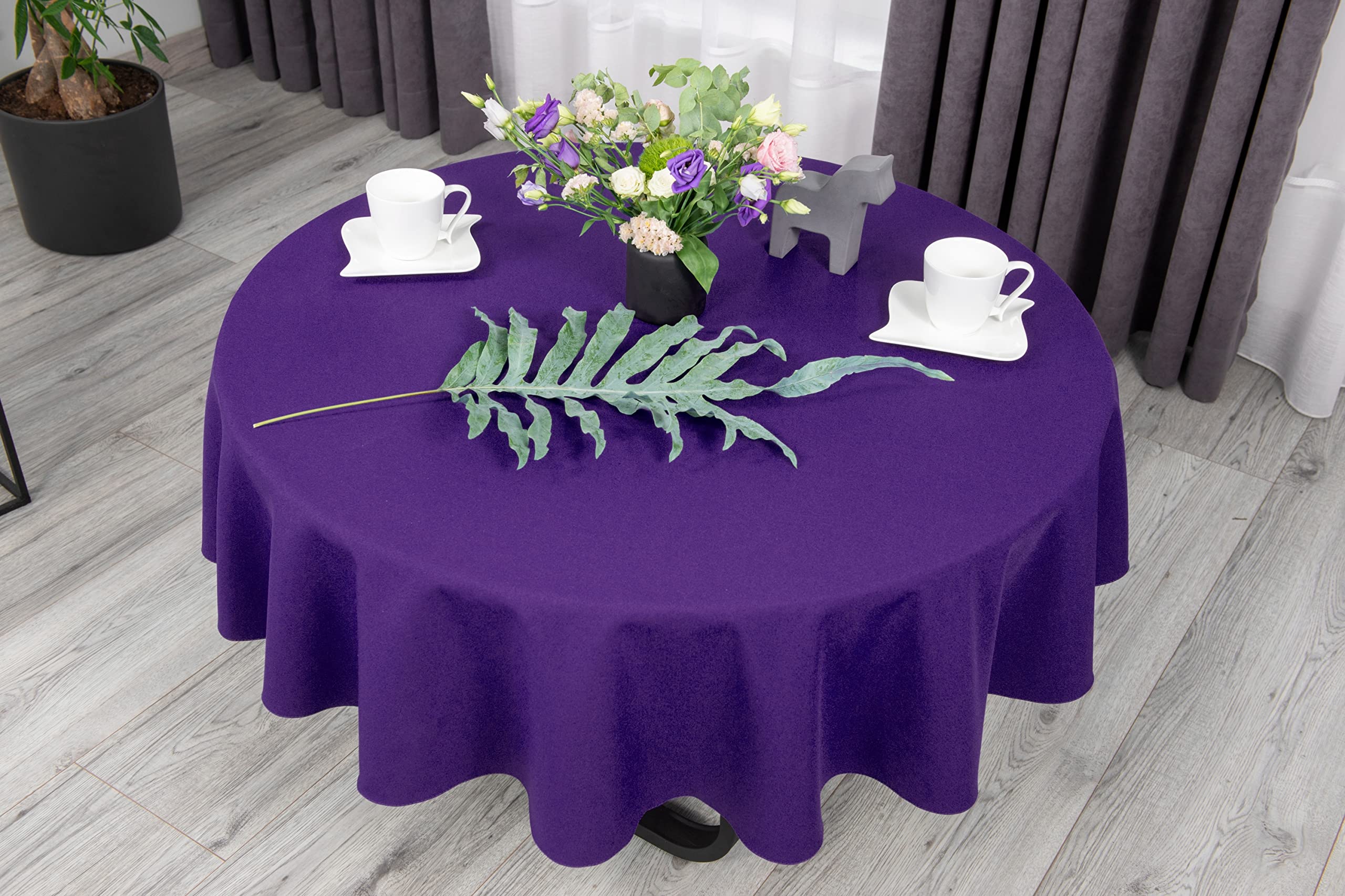 NIBLO Tablecloth Table Runner Table Linen Table Decoration Table Cloth (Purple, Oval Tablecloth - 120 x 260 cm)