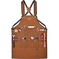 WELKINLAND 16-Pockets Waxed-Canvas Tool Apron, Heavy-Duty Woodwork Aprons, Fully-Adjustable Carpenter Apron, 34" x 27" Blacks