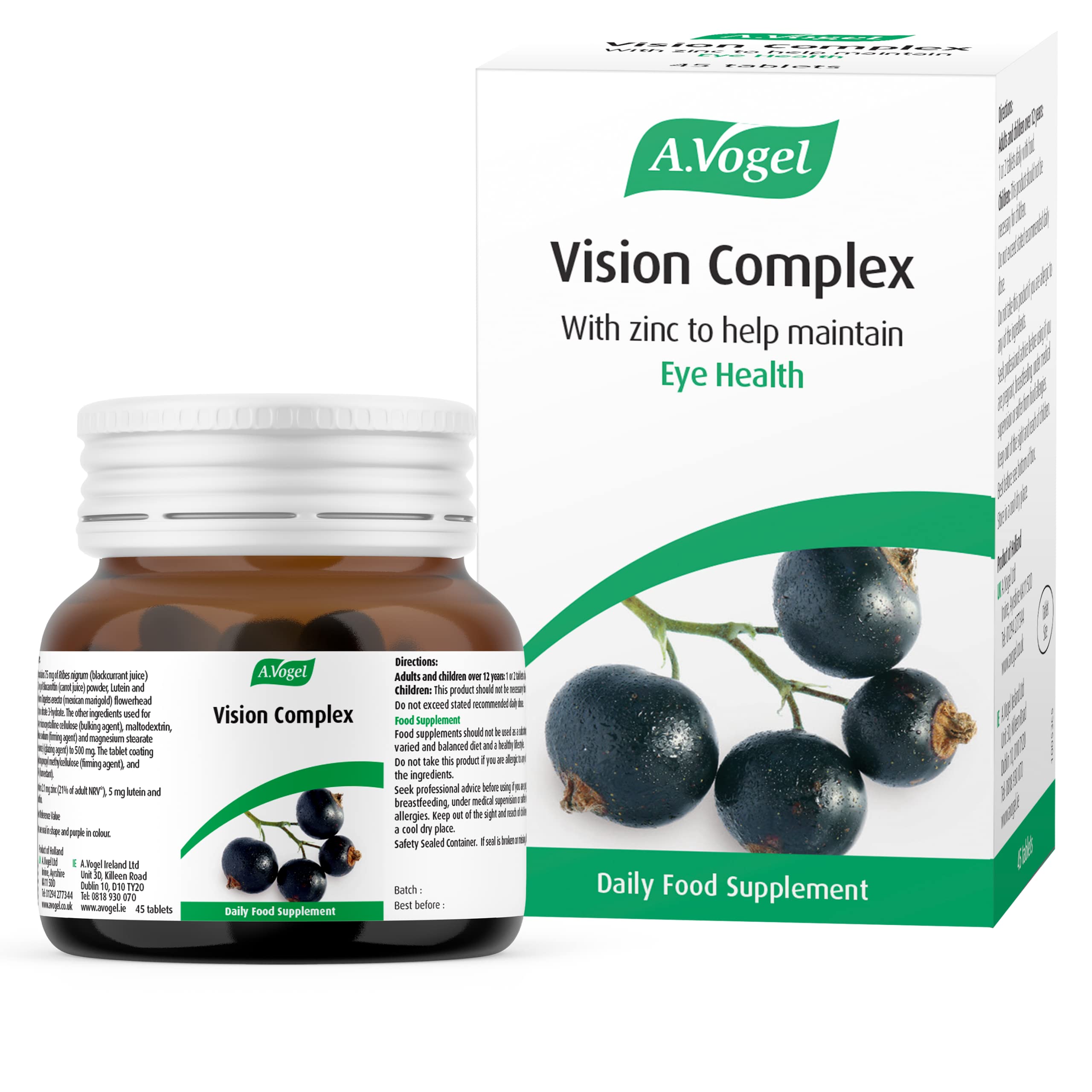 A.Vogel Vision Complex | Eye Health Supplement | Rich in Lutein, Beta-Carotene & Zeaxanthin | Contains Zinc | 45 Tablets
