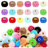 50 PCS Pom Pom Bead, Fuzzy Faux Fur Poms Beads, Multicolor Soft Fluffy Spacer Beads for Bracelets Jewelry Making Keychains Pens Earrings Garland Headband DIY Crafts Gifts Accessories