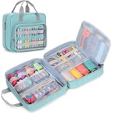 LUXJA Sewing Storage Organizer with Folio Open Design, Blue | Sewing Organizer Bag with Versatile Pockets for Threads, Needles, Scissors and Supplies (Bag Only)