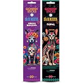 Gonesh - Dia De Muertos - Day of The Dead Pet - Friendly Incense Sticks - Non-Toxic 10” Slow Burn Aromatic Sticks - Devon The Cat & Xolo The Dog Bundle - 20 Each