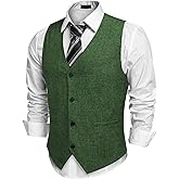 COOFANDY Men's Casual Business Vests Lightweight Waistcoat Slim Fit Suit Vest