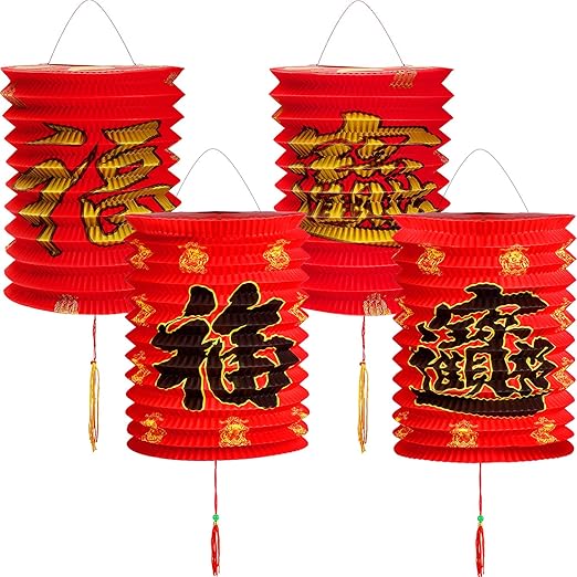 Light-up chinese lanterns 12 Pack Chinese New Year Red Paper Lantern Chinese Hang Lanterns for