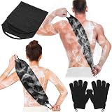 anezus Exfoliating Back Scrubber Gloves Set Black Nylon Bath Spa