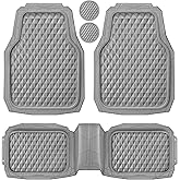 CAR PASS Heavy Duty Rubber Car Mats, Gray Deep Dish All-Weather Car Floor Mat Full Set Durable Anti-Slip 3D Rhombus Waterproof Trim Fit Liner Universal Fit Automotive,Sedan,SUV,Truck, 3 Pcs Light Gray
