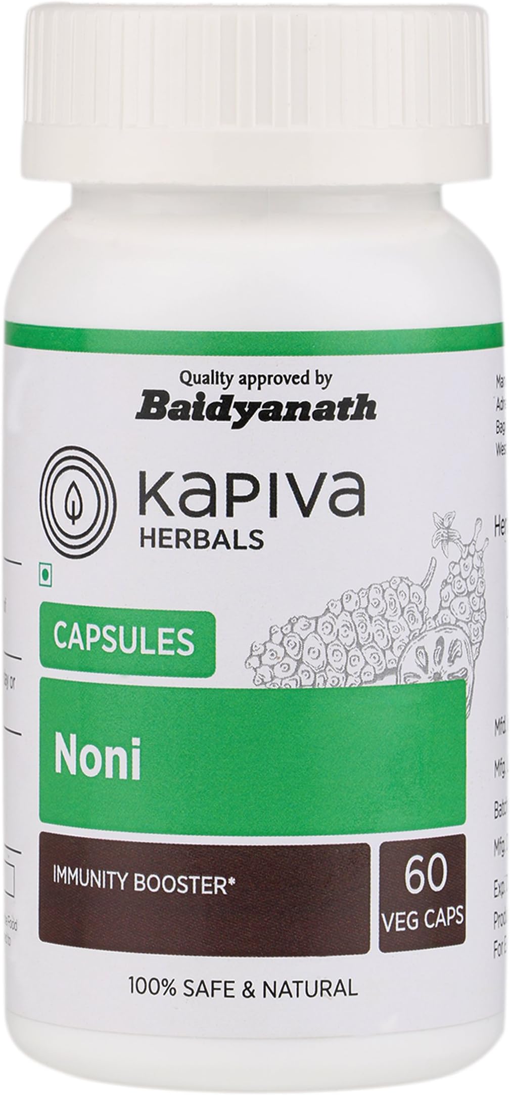 Kapiva Herbals Kapiva Noni Capsules, Veg Natural Antioxidant Aids Weight Loss Supplement- Boosts Immunity And Regulates Blood Pressure, 500 Mg- 60 Caps