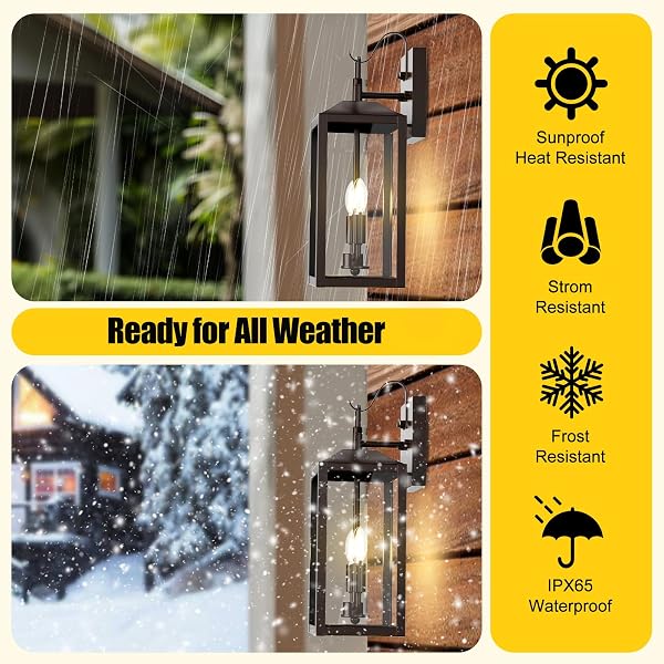 18” LARGE DUSK TO DAWN OUTDOOR LIGHTING, EXTERIOR SENSOR OUTDOOR WALL LIGHTS, INDUSTRIAL FRONT PORCH LIGHT WITH CLEAR GLASS, WATERPROOF OIL RUBBED BRONZE ANTI-RUST OUTDOOR LIGHTS FOR HOUSE GARAGE