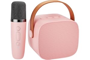 IROO Karaoke Machine for Kids, Portable Bluetooth Speaker with Wireless Microphone, Music Player Toys Gift for Boys Girls 4, 5, 6, 7, 8, 9, 10 +Year Old Birthday Christmas Party Home(Pink Color)