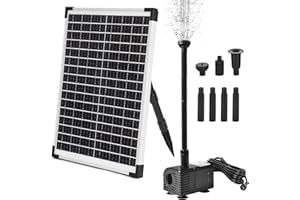 ECO-WORTHY Solar Water Fountain Pump Kit 449 GPH Flow 25W Adjustable Dry-Run Protection Solar Pond Pump Monocrystalline Solar
