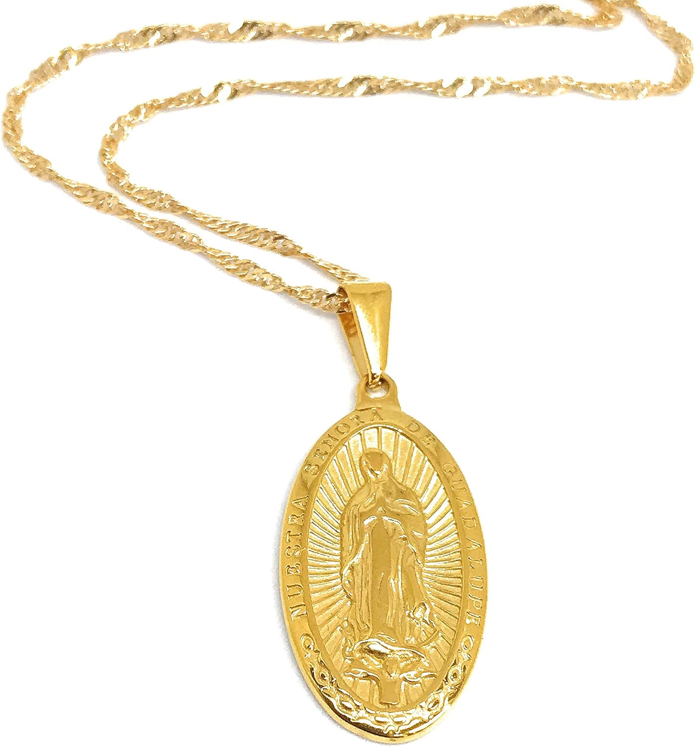 18k gold virgin mary necklace
