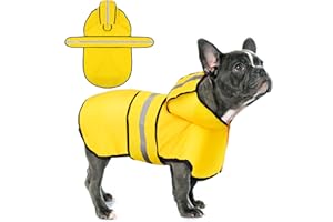 Paiaite Dog Raincoat: Hooded Slicker Poncho, Durable Waterproof Jacket with Reflective Stripes for Safety, Convenient Leash Hole, and Adjustable Fit, Perfect for Small, Medium, and Large Dogs Yellow M