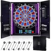 Yirinatek Electronic Dart Board, Electric Dartboard Cabinet with Scoreboard | [12 Soft Tip Darts][ Wooden Cabinet] Individual Light Color for Each Player-Dart Boards or Adults, Family Game &amp; Bar