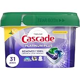 Cascade Platinum Plus Lemon Dishwasher Pods Dishwasher Detergent Tabs Tablets Dish Detergent Pod Dish Soap, 31Count