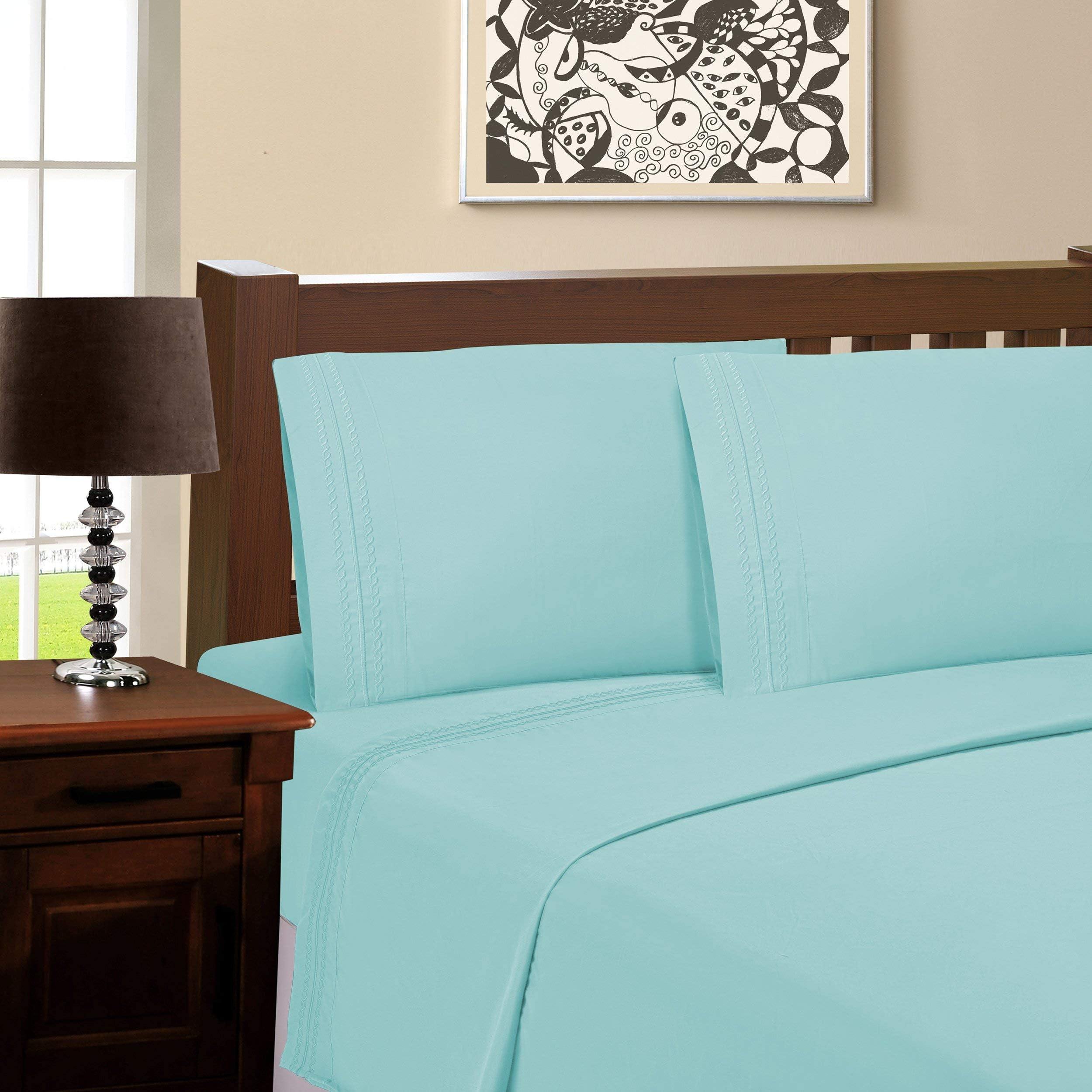 GoLinens Ultra Soft and Smooth Microfiber Bedding Sheet Set Machine Washable Twin Size, Aquamarine