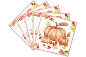 Atonofun 50 Pcs Fall Napkins, 2 Ply Thanksgiving Napkins Pumpkins Autumn Leaves Paper Napkins, Disposable Fall Pumpkin Dinner Napkins for Thanksgiving Harvest Party Supplies Decorations