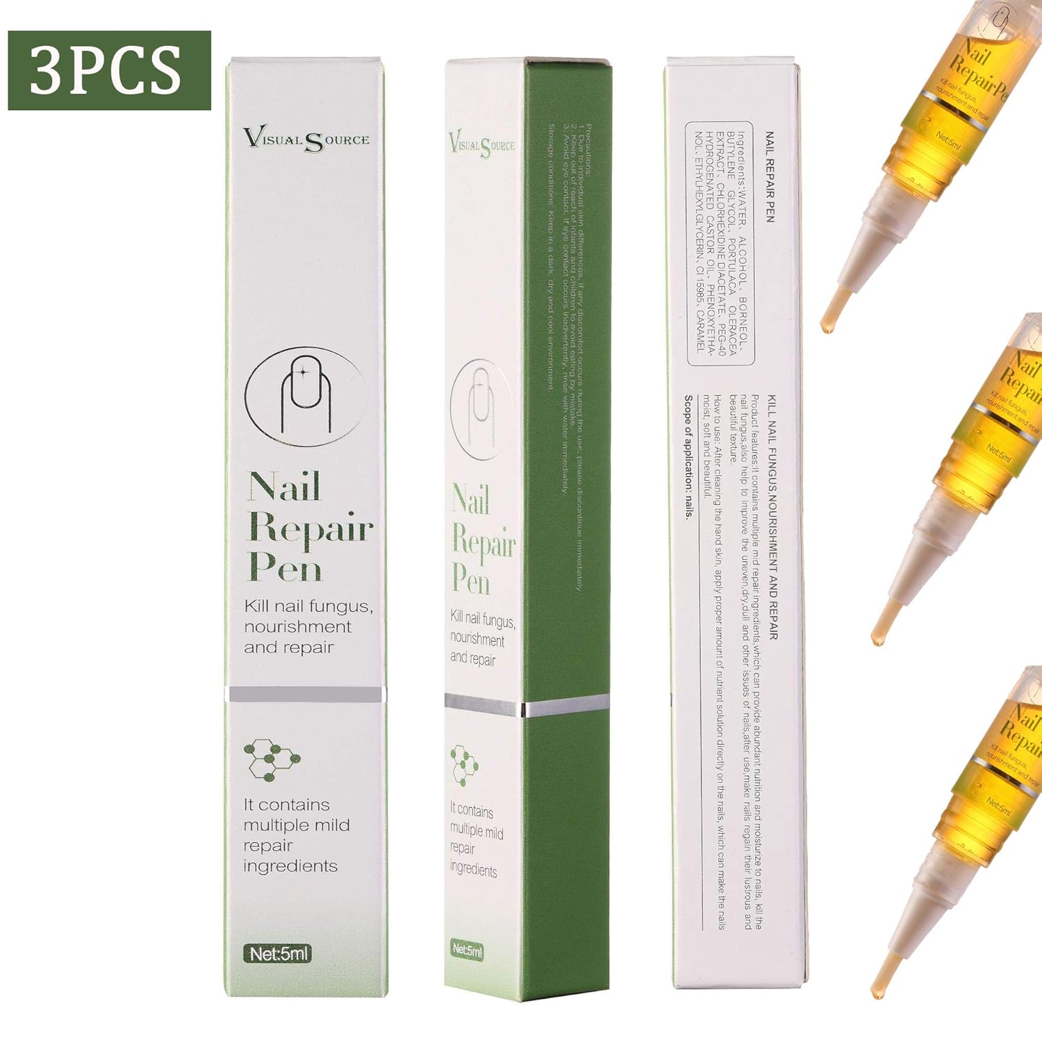 Fungus Treatment, Fungus Nail Repair Treatment for Brittle and Crack Fungus Toenail from Discoloration Fingernails Solution, Nail Repair Pen 3PCS : Beauty