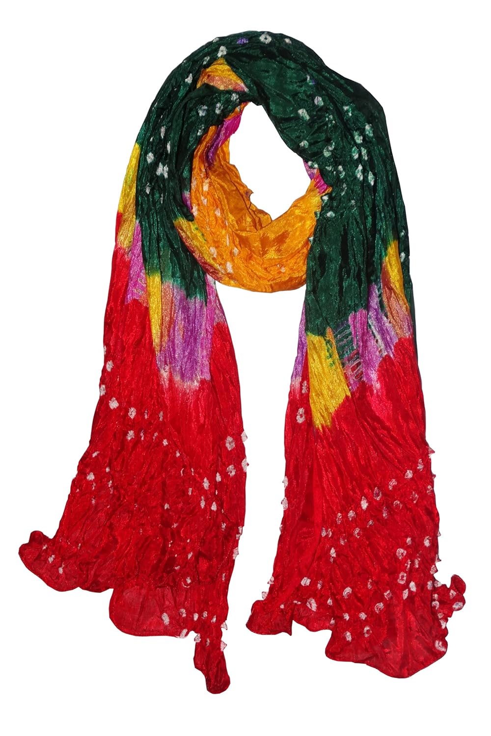 bilochi's women silk multi-colored bandhej dupatta (chunni, stole, scarves, lenght :87 inches,)