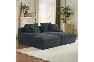 GUANGHONG 79" Double Chaise Lounge Chair Indoor, Oversized Upholstered Sleeper Cloud Couch, Deep Seat Luxury Sofa Bed, Sectional Sofa Chaise Loveseat, Corduroy Reading Chair for Living Room,Dark Gray